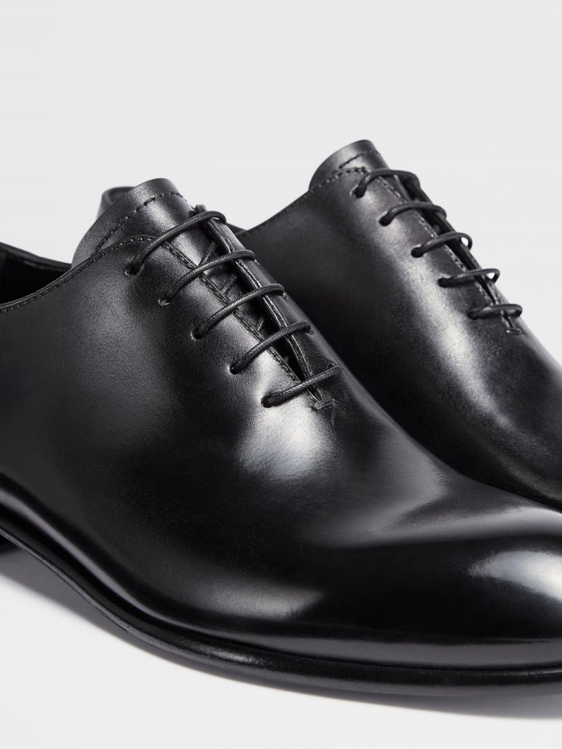 Black Zegna Hand-buffed Leather Vienna Evening Wholecut Oxford | ZPCWRVQ-29