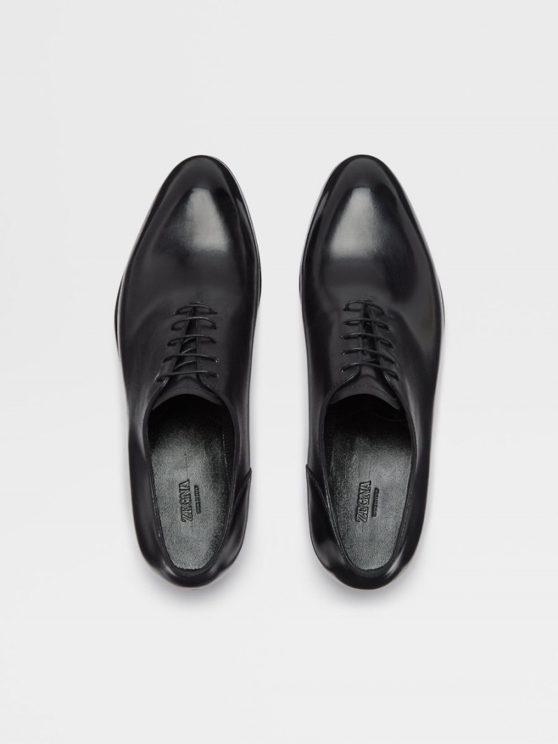 Black Zegna Hand-buffed Leather Vienna Evening Wholecut Oxford | ZPCWRVQ-29