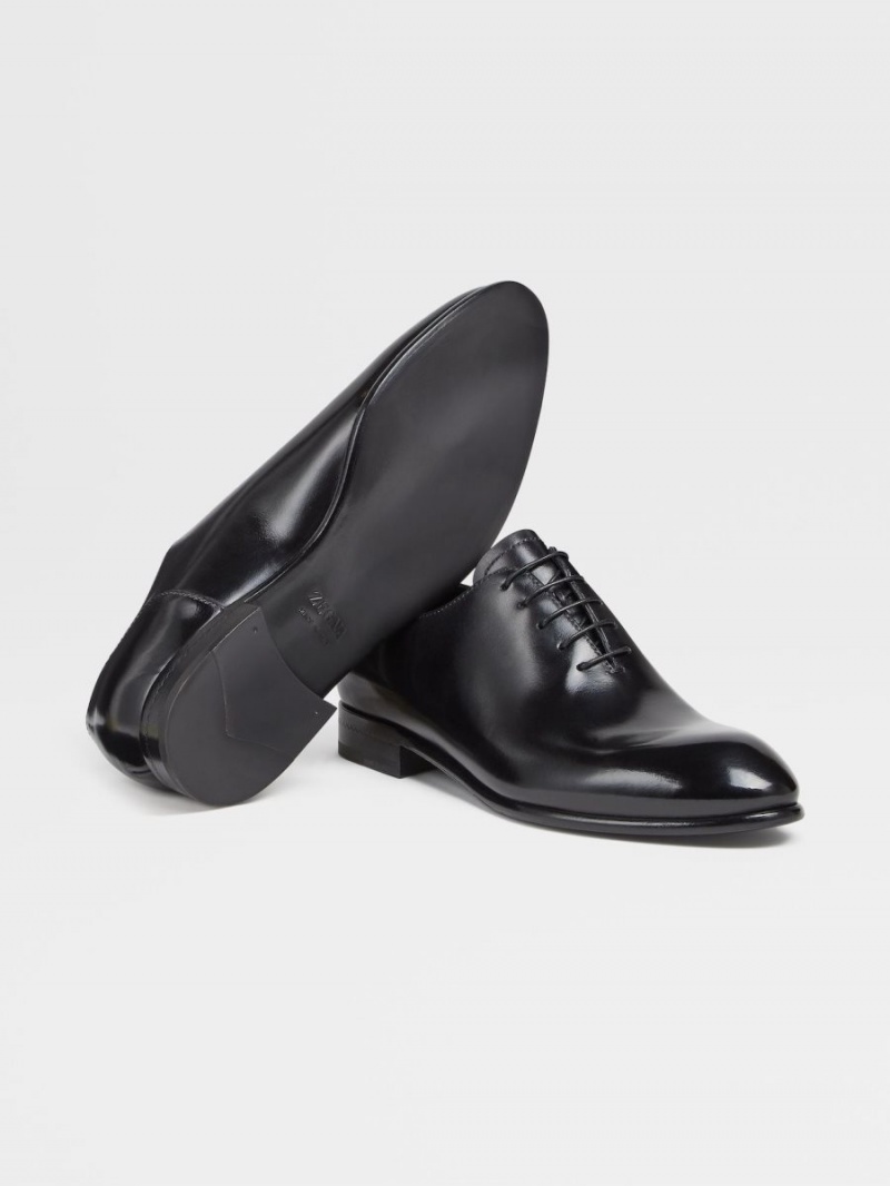 Black Zegna Hand-buffed Leather Vienna Evening Wholecut Oxford | ZPCWRVQ-29