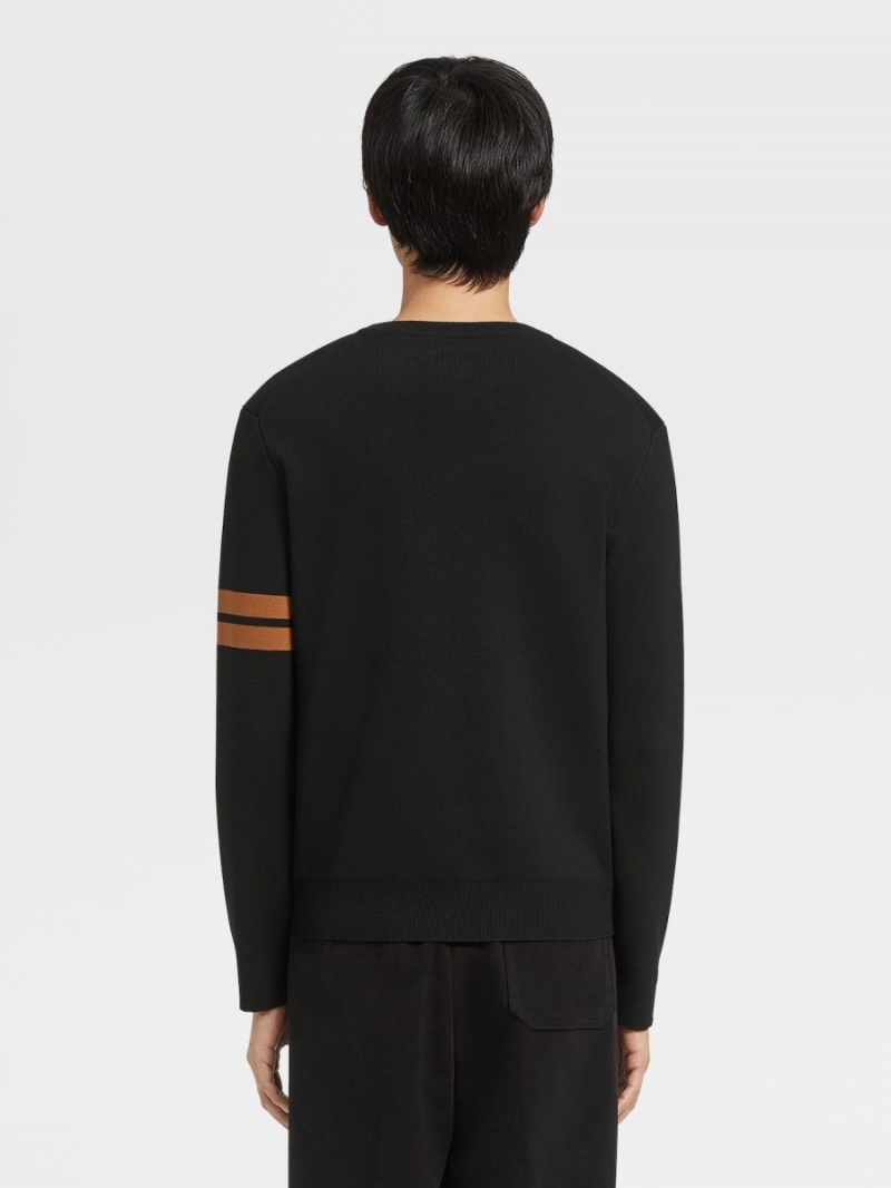 Black Zegna High Performance Wool Crewneck | ARYTLKC-95