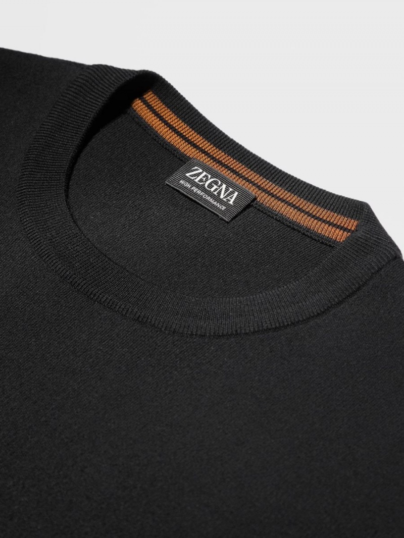 Black Zegna High Performance Wool Crewneck | ARYTLKC-95