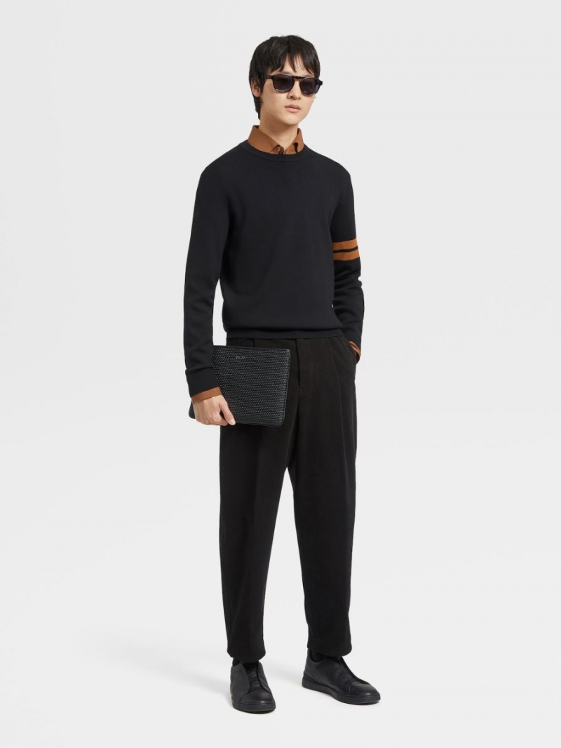 Black Zegna High Performance Wool Crewneck | ARYTLKC-95