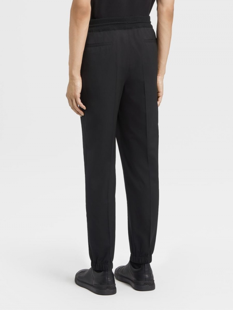 Black Zegna High Performance Wool Joggers | ZCSXUMJ-78