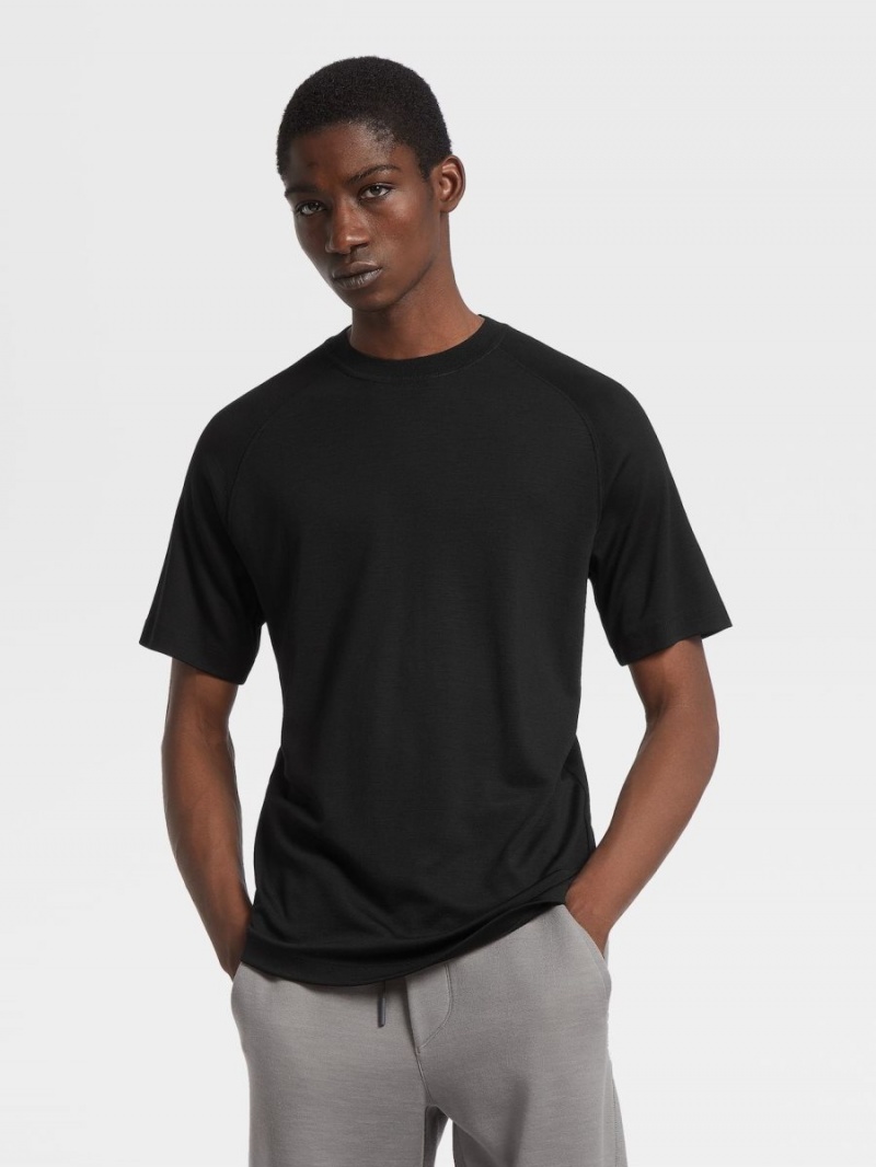 Black Zegna High Performance Wool T-shirt | WVRQNGB-45