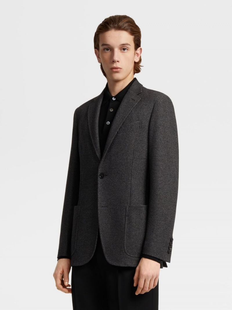 Black Zegna Jerseywear Cotton Shirt Jacket | KENZBLC-15