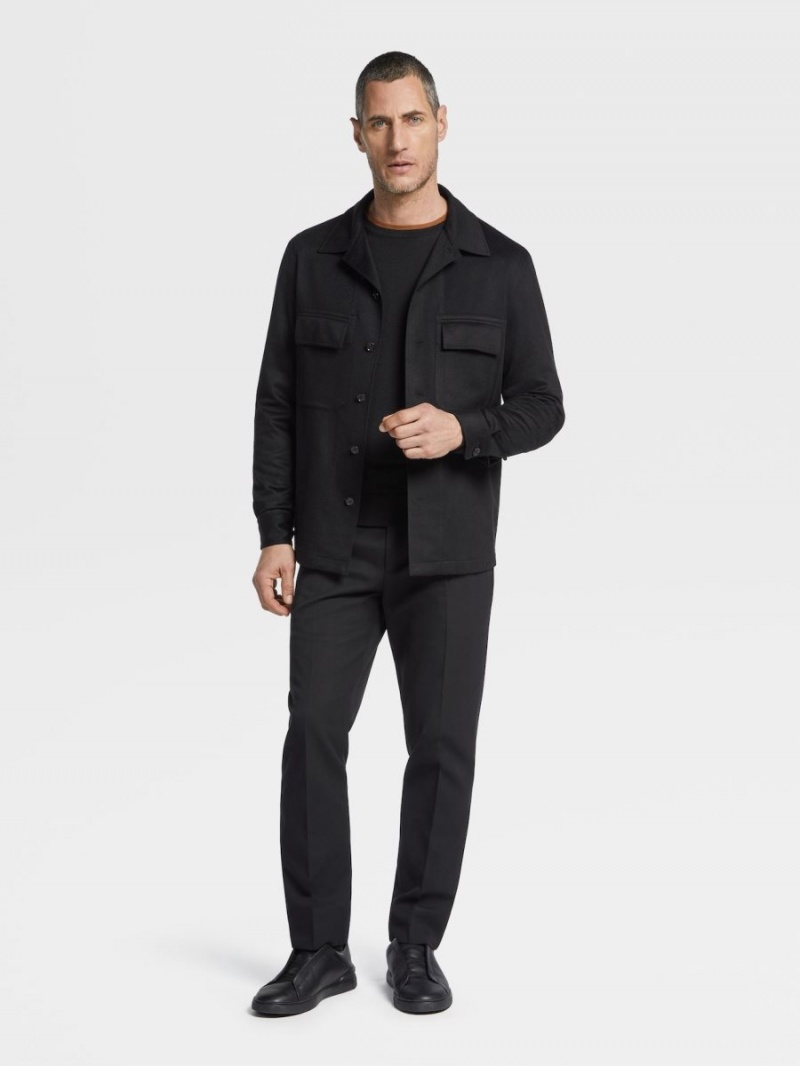 Black Zegna Oasi Cashmere Alba Overshirt | TYUADSP-97