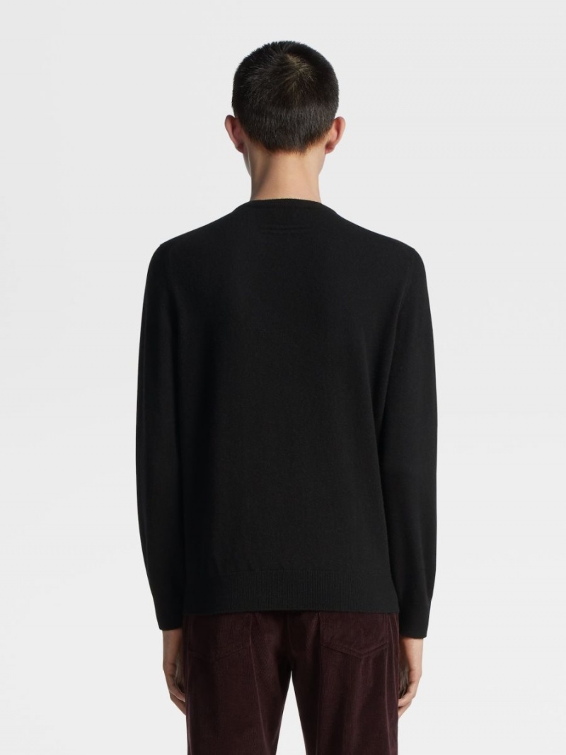 Black Zegna Oasi Cashmere Crewneck | VZYORXS-63