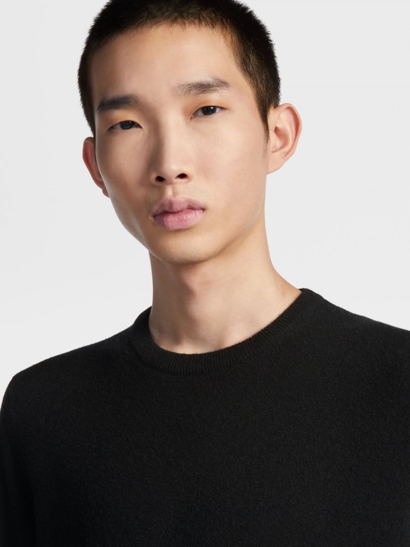 Black Zegna Oasi Cashmere Crewneck | VZYORXS-63