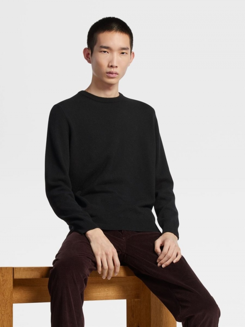 Black Zegna Oasi Cashmere Crewneck | VZYORXS-63