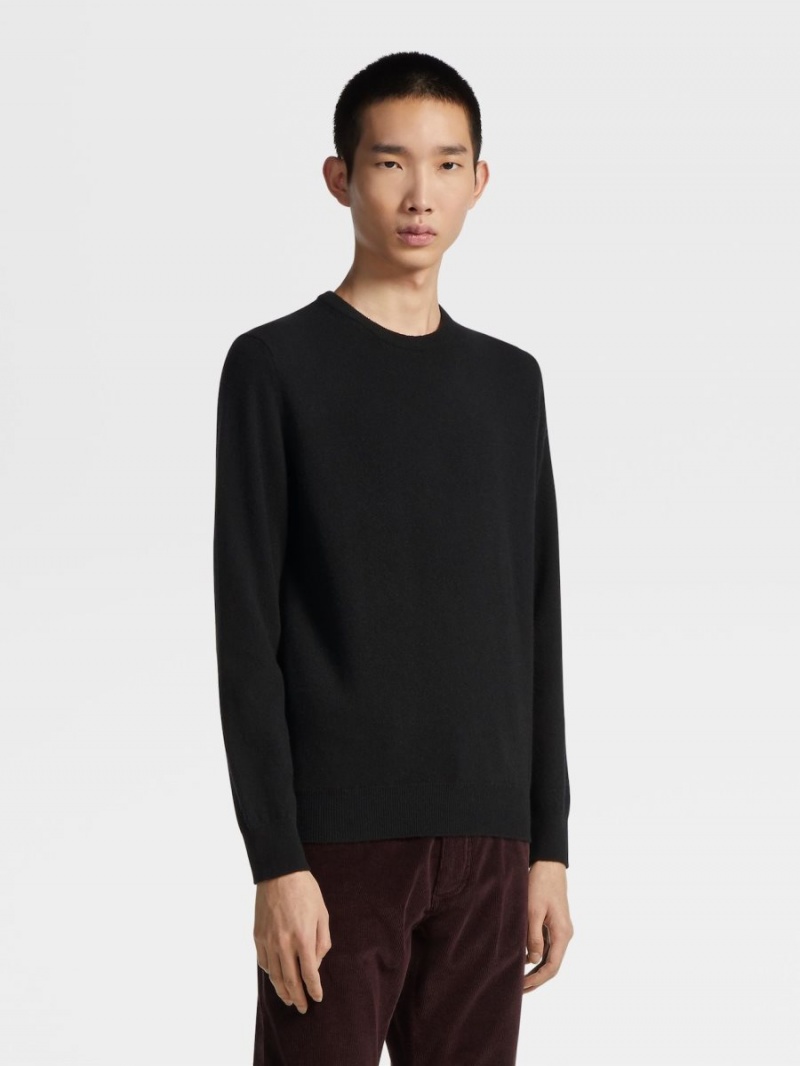 Black Zegna Oasi Cashmere Crewneck | VZYORXS-63