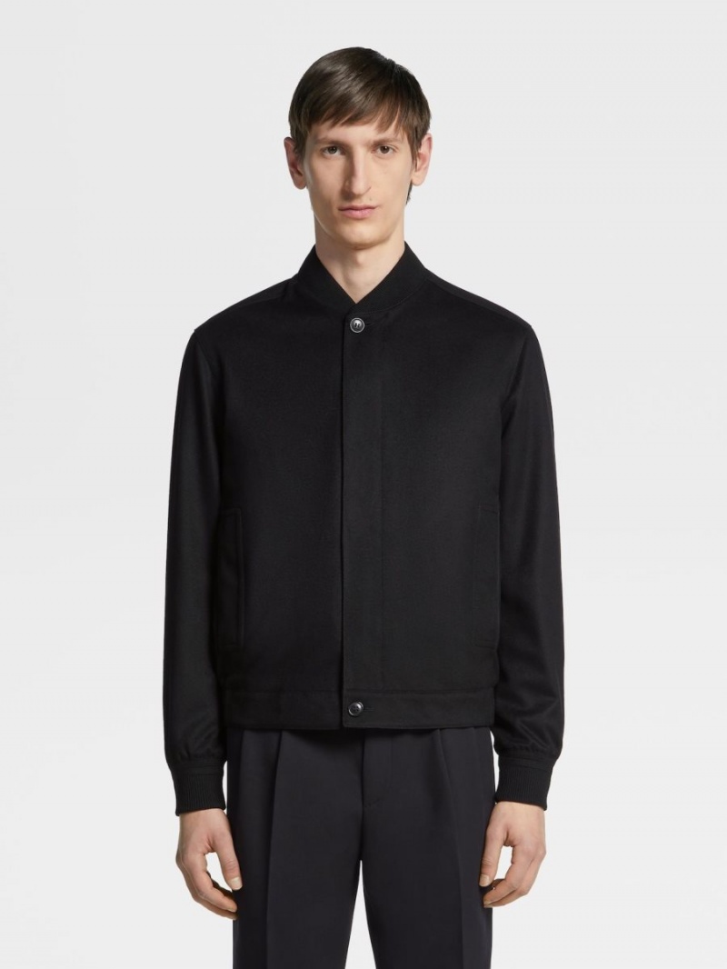 Black Zegna Oasi Cashmere Elements Bomber | FOKRZBT-65