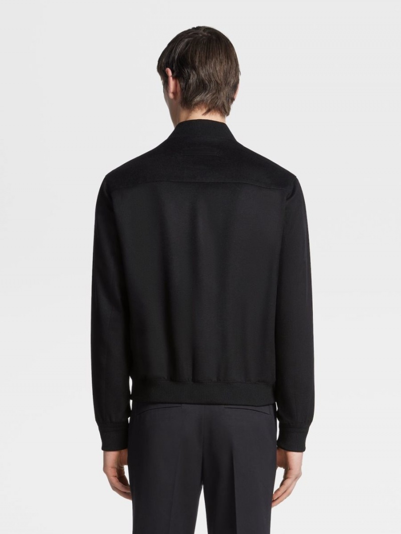 Black Zegna Oasi Cashmere Elements Bomber | FOKRZBT-65