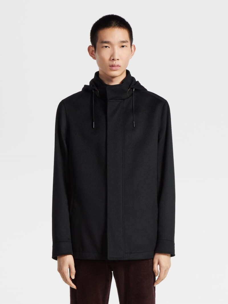 Black Zegna Oasi Cashmere Elements Cima Overjacket | OVFXLWD-87