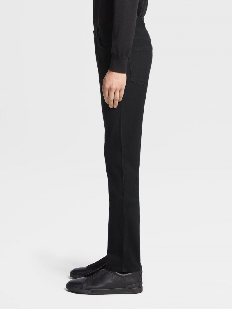 Black Zegna Rinse-washed Stretch Cotton Roccia Jeans | BLYXHKU-50