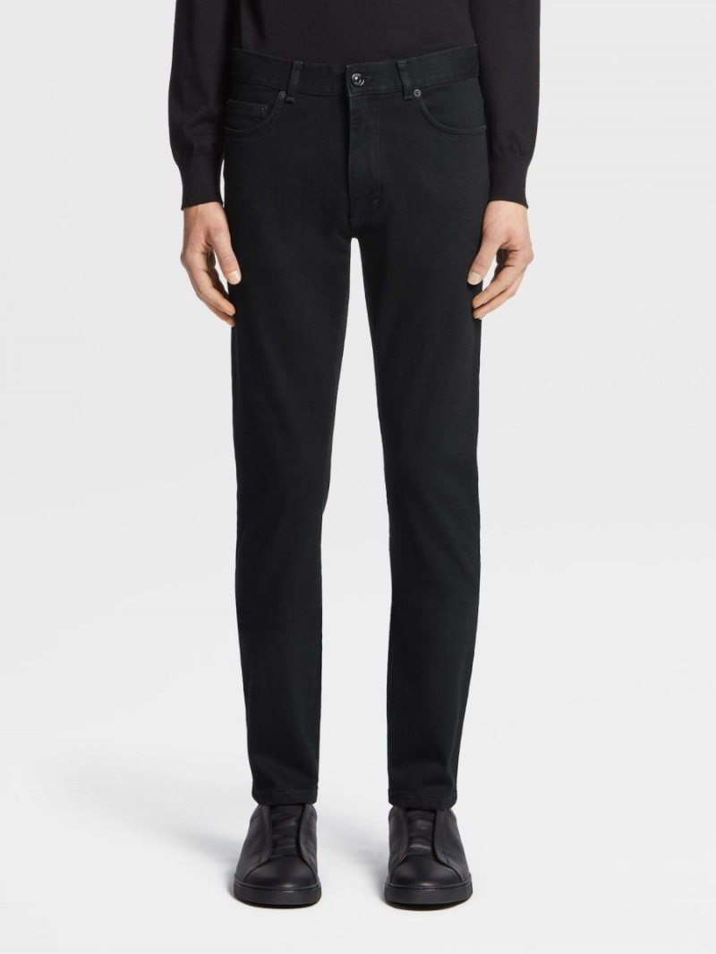 Black Zegna Rinse-washed Stretch Cotton Roccia Jeans | BLYXHKU-50