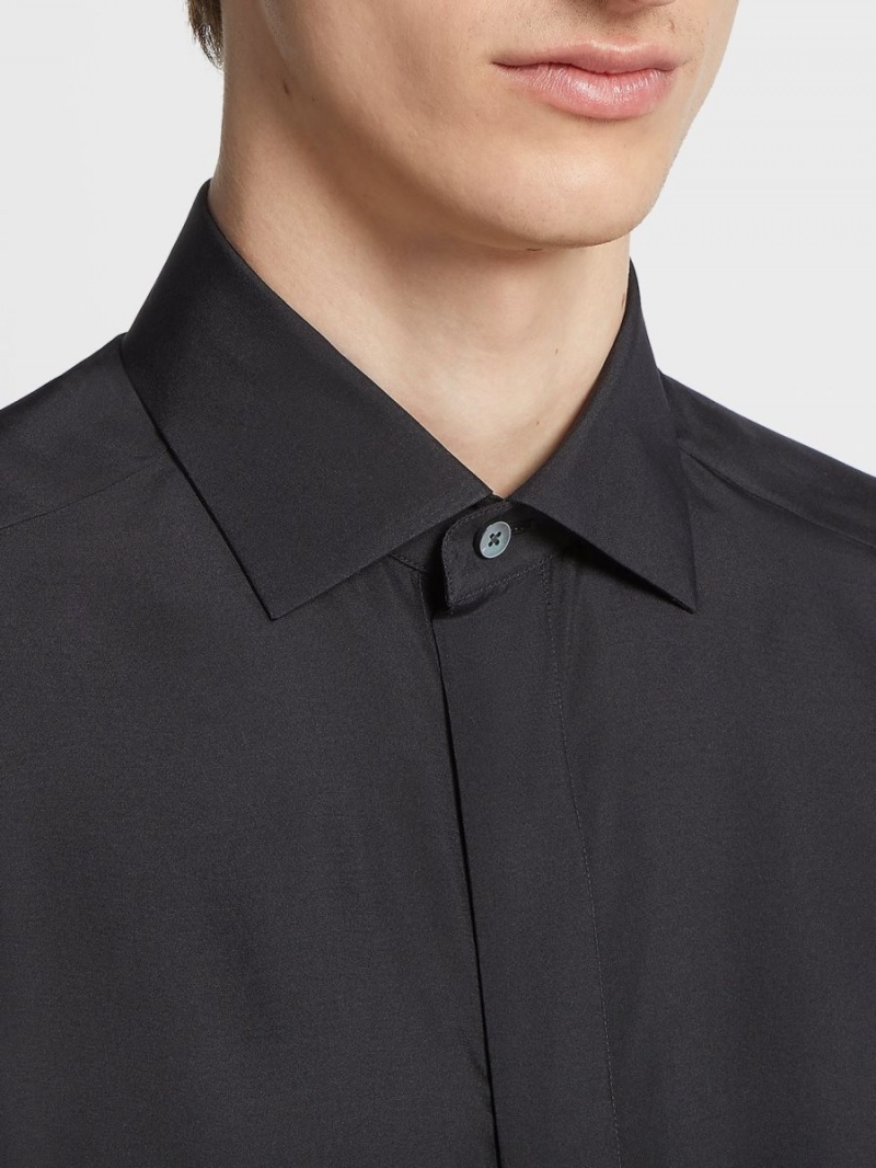 Black Zegna Silk Evening Shirt | RTJDFLN-42