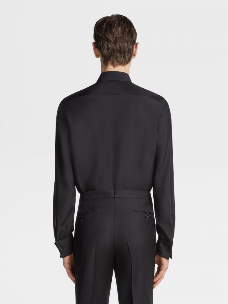 Black Zegna Silk Evening Shirt | RTJDFLN-42