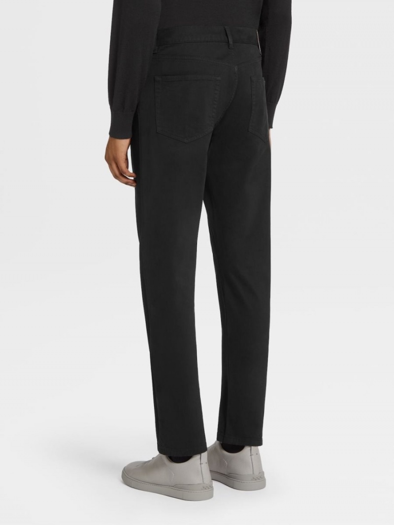 Black Zegna Stretch Cotton Roccia Pants | DQBHWST-31