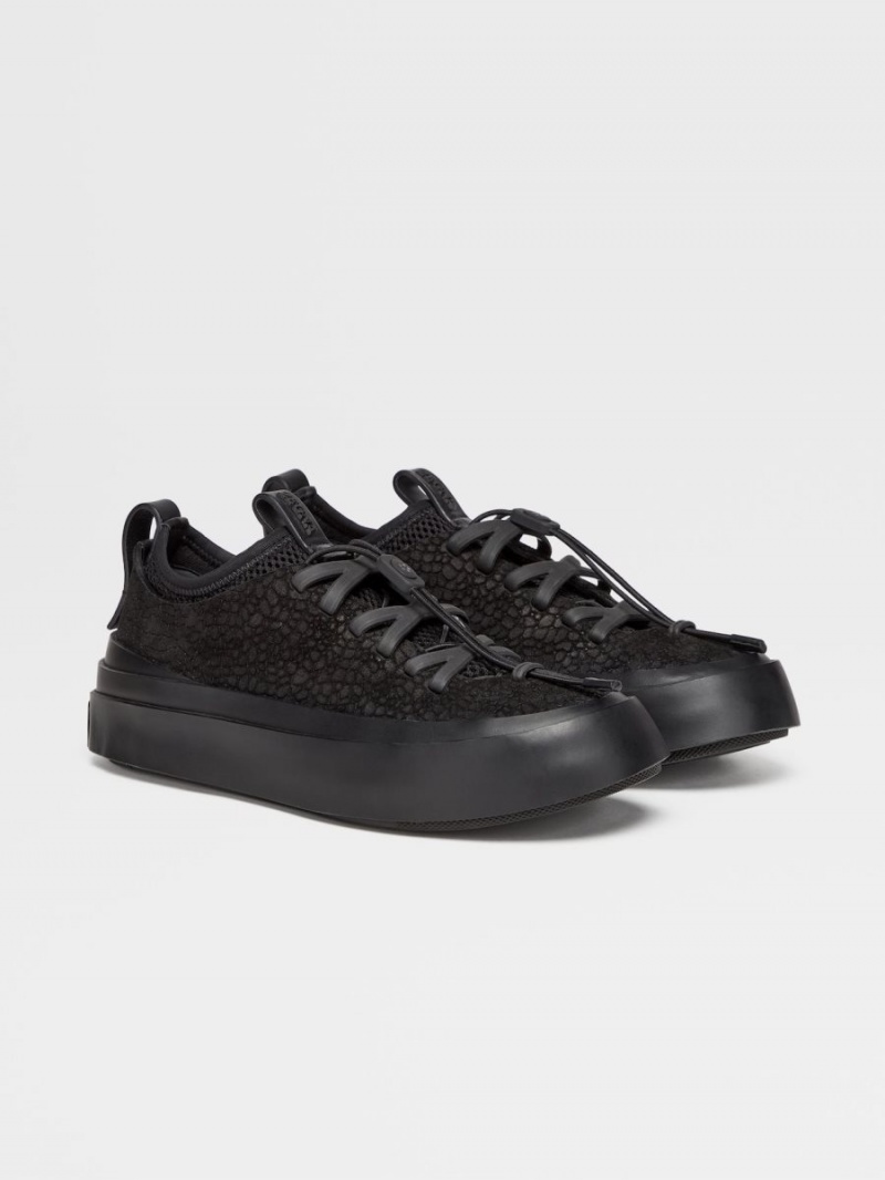 Black Zegna Suede Triple Stitch Mrbailey? Sneakers | TJZLMIN-39