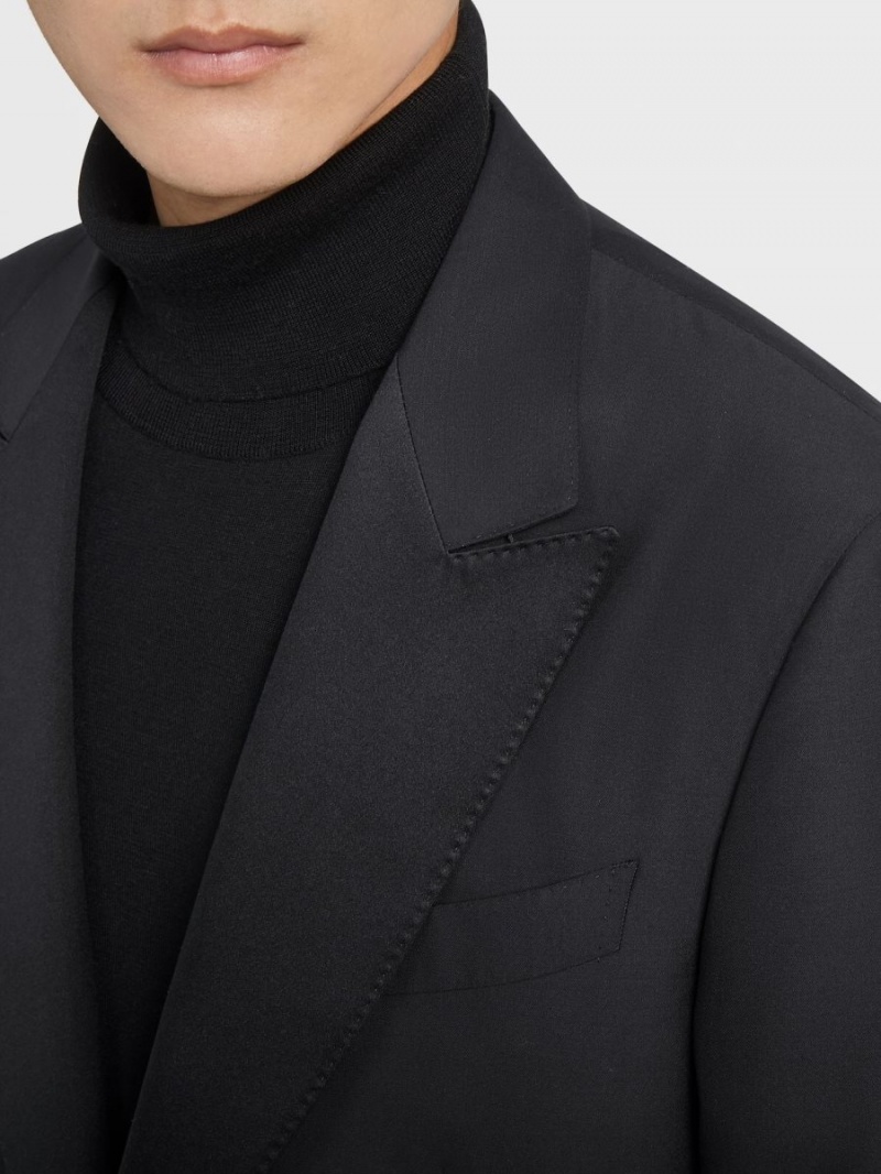 Black Zegna Trofeo 600 Wool And Silk Evening Suit | TLBXHUW-15