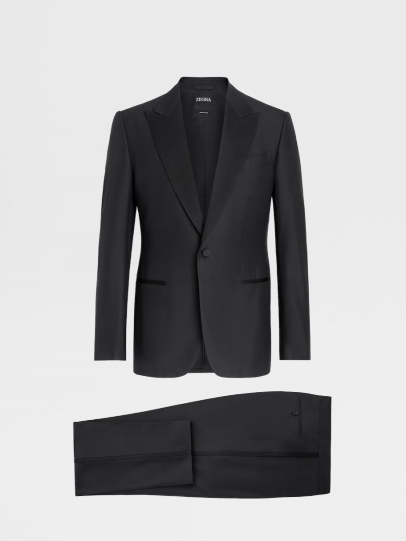 Black Zegna Trofeo 600 Wool And Silk Evening Suit | TLBXHUW-15