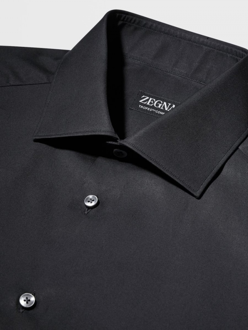 Black Zegna Trofeo Comfort Cotton Shirt | BROVZKE-29