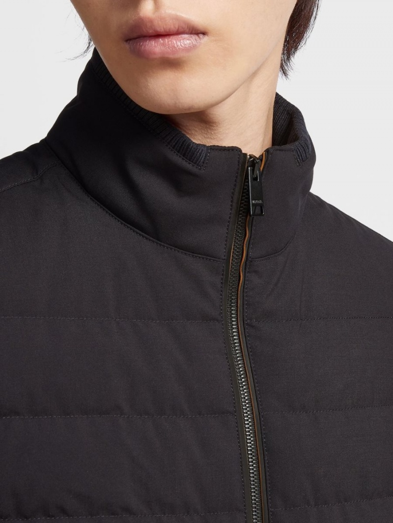 Black Zegna Trofeo Elements Wool And Cotton Blouson | QSPXCKL-65