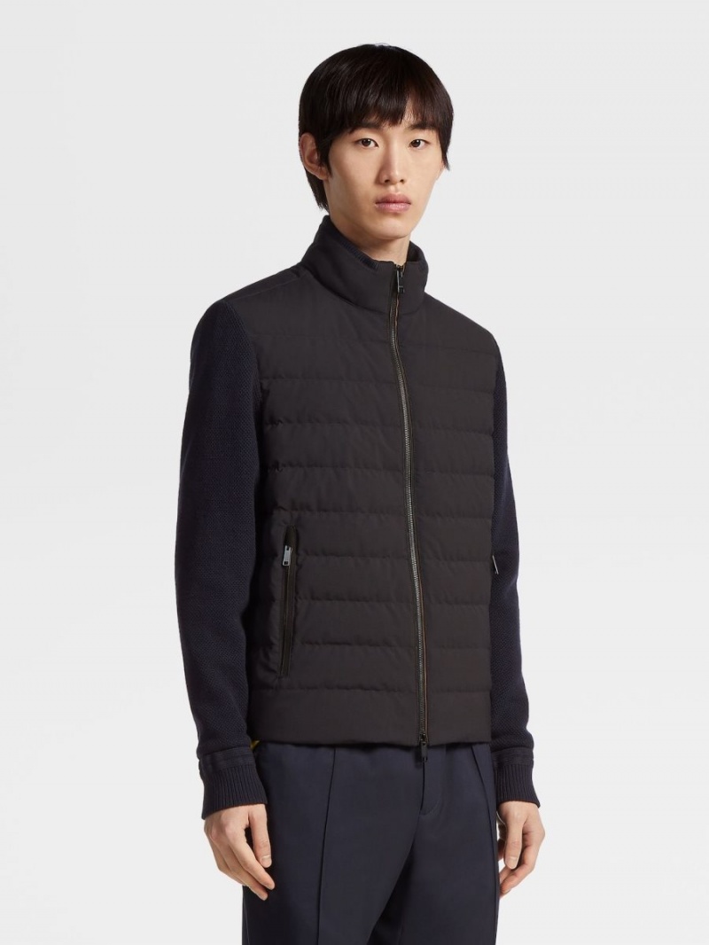 Black Zegna Trofeo Elements Wool And Cotton Blouson | QSPXCKL-65