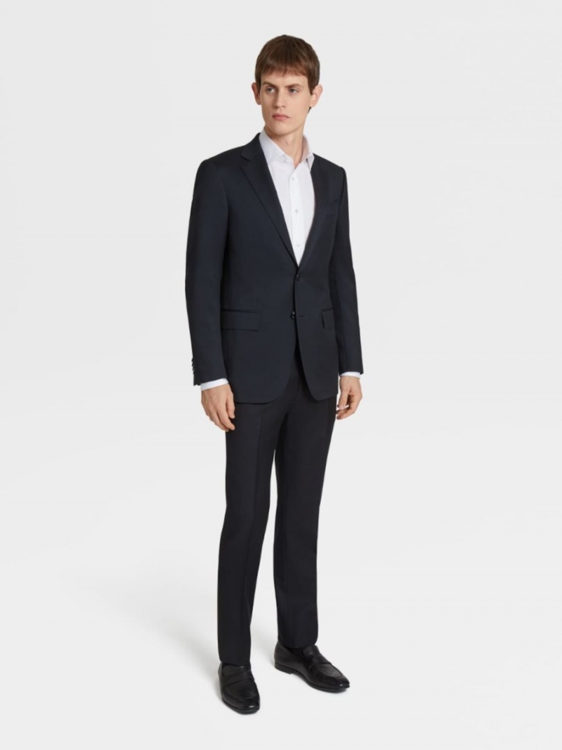 Black Zegna Trofeo Wool Trousers | QINFLJU-45