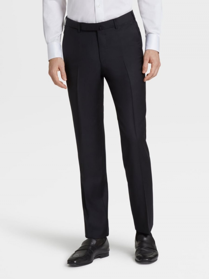 Black Zegna Trofeo Wool Trousers | QINFLJU-45