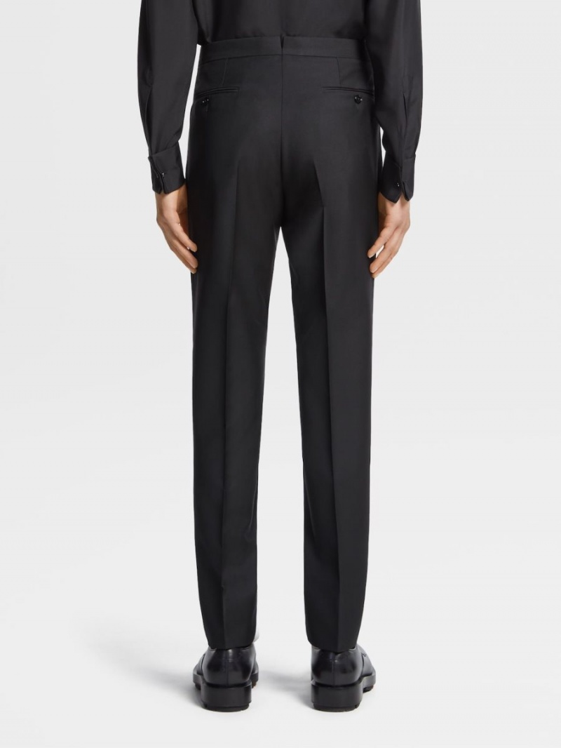 Black Zegna Wool And Mohair Evening Pants | SETNGML-13