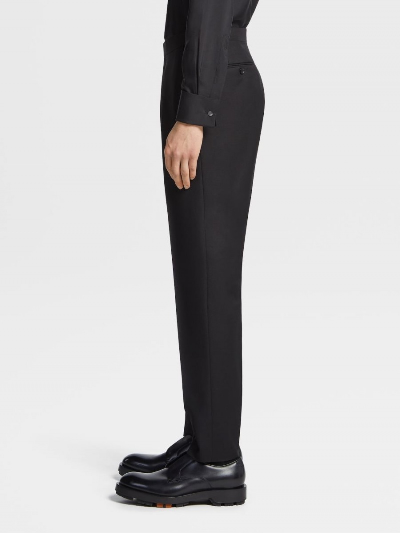 Black Zegna Wool And Mohair Evening Pants | SETNGML-13