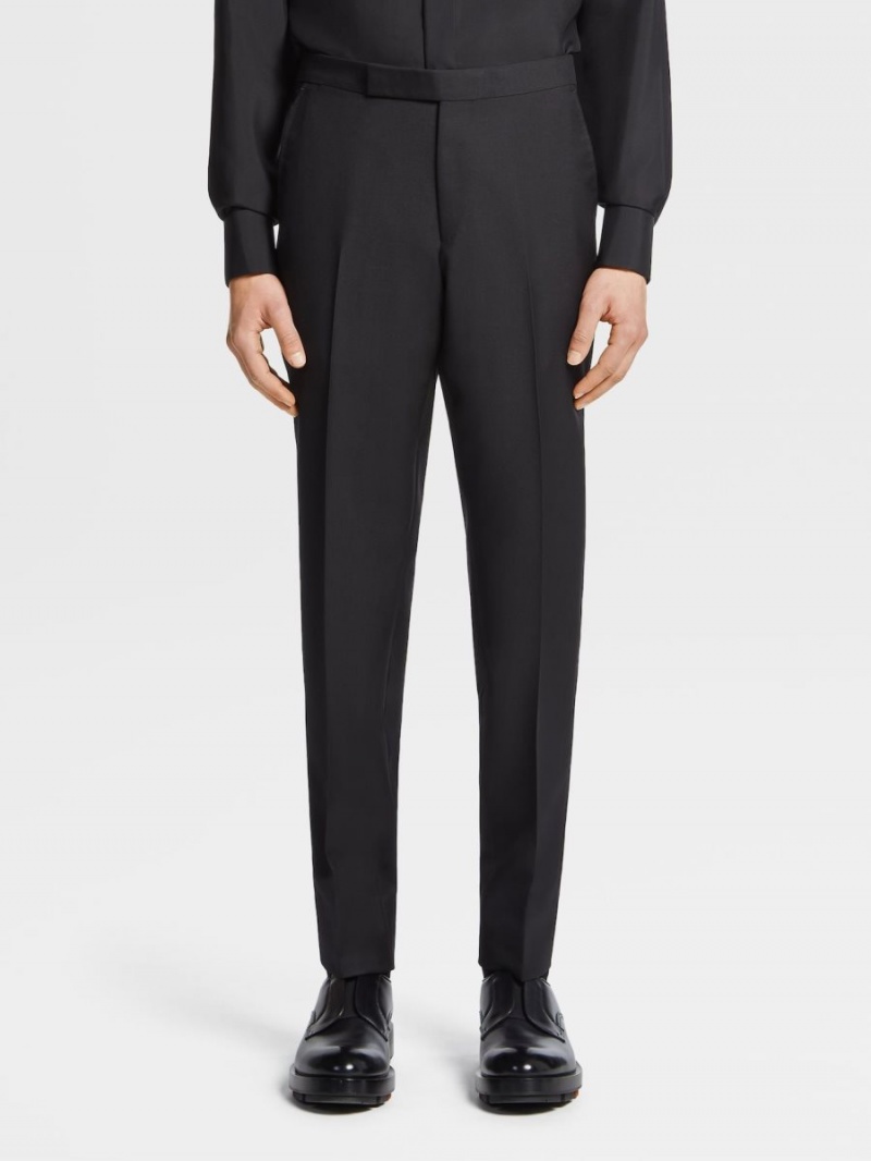 Black Zegna Wool And Mohair Evening Pants | SETNGML-13