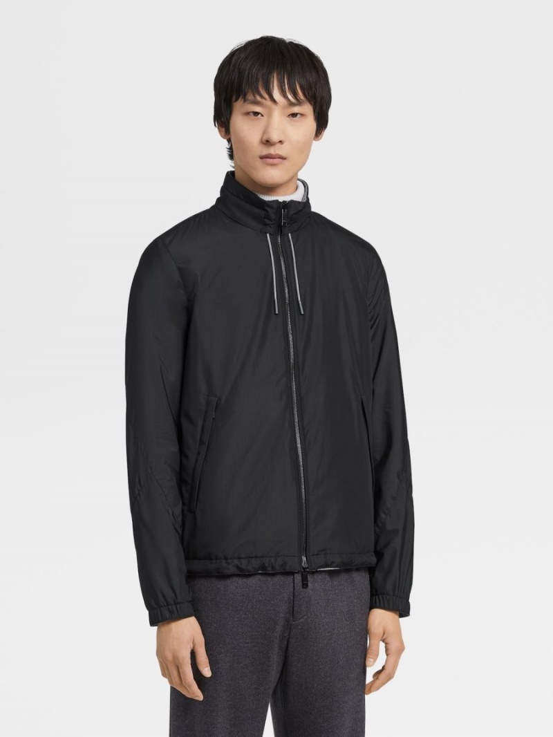 Black / Grey Zegna Nylon Reversible Blouson | EXZJIDO-07