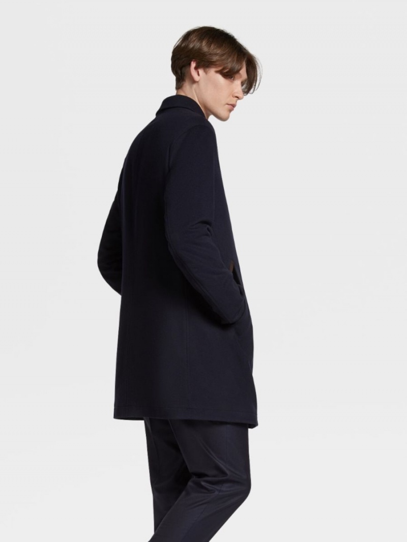 Blue Zegna 12milmil12 Wool Beaver Car Coat | RXGQDSK-04