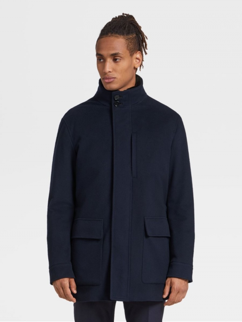 Blue Zegna 12milmil12 Wool Overcoat | ALRTNFQ-62