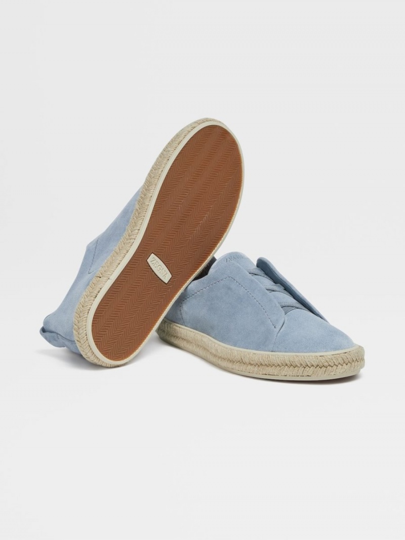 Blue Zegna Deerskin Triple Stitch Espadrilles | HJBDLEU-47