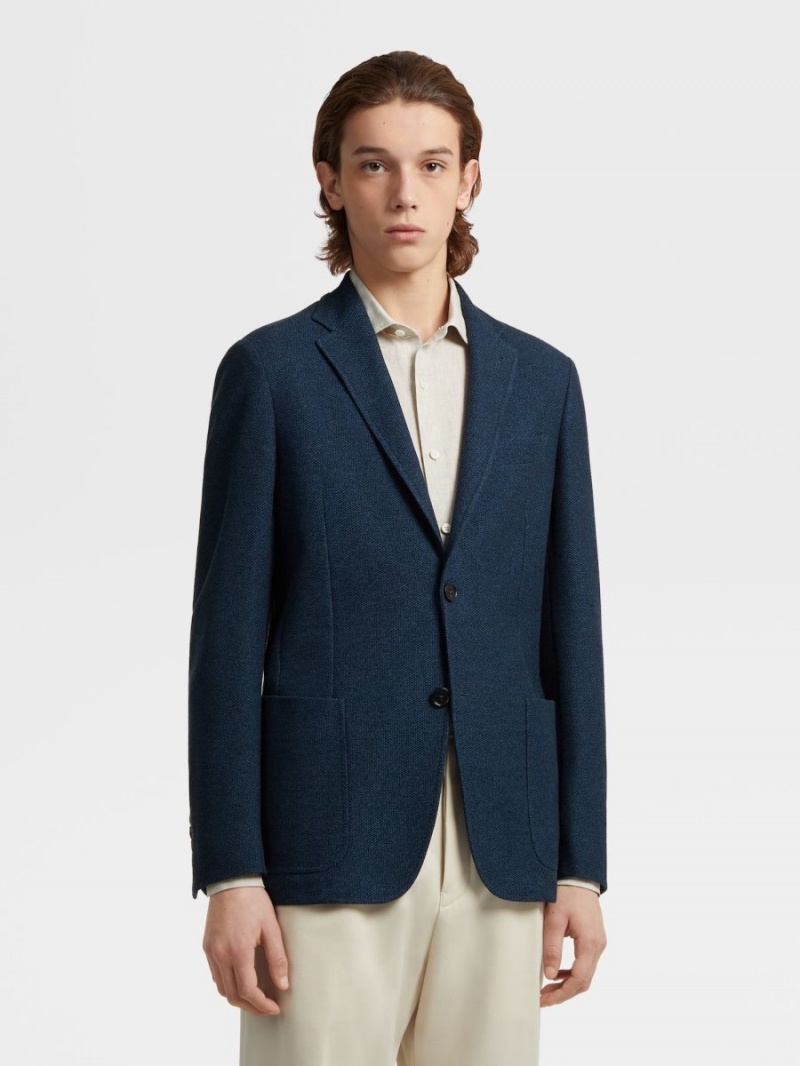 Blue Zegna Jerseywear Cotton Shirt Jacket | MSPWRGO-24