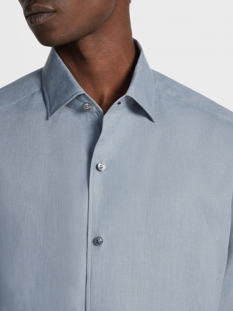 Blue Zegna Linen Shirt | ZOEMCAW-94