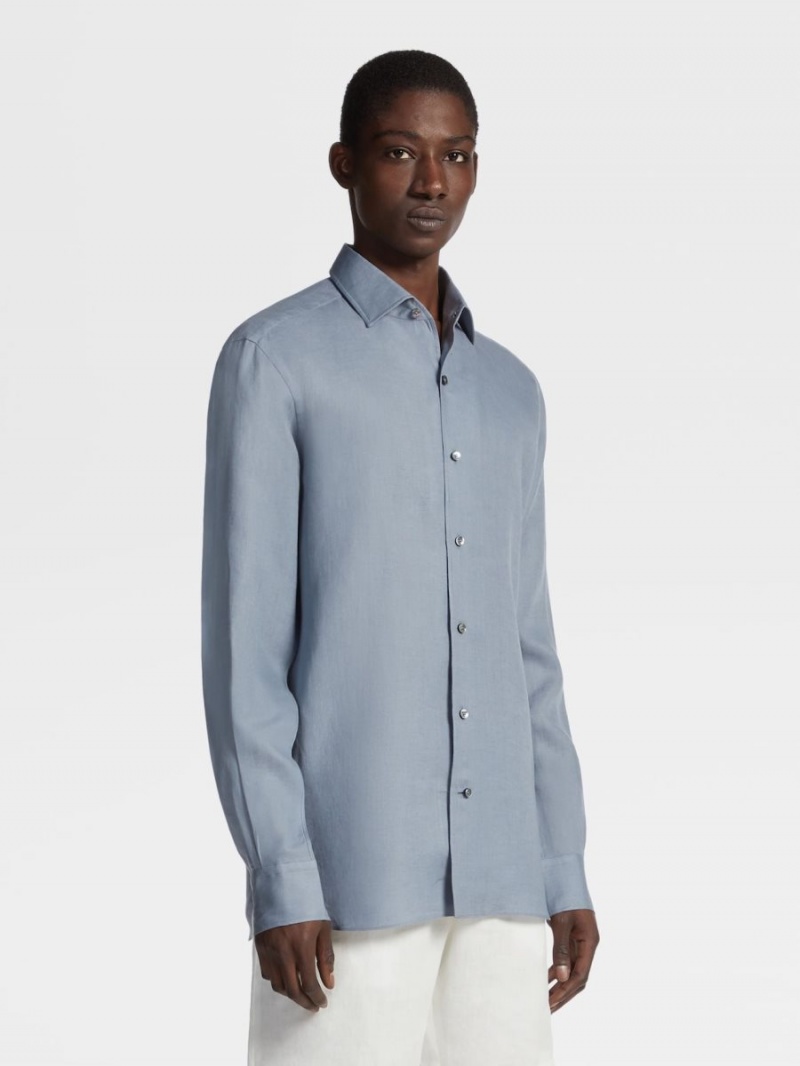 Blue Zegna Linen Shirt | ZOEMCAW-94