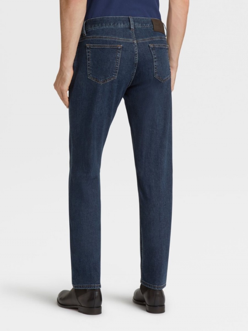 Blue Zegna Stretch Cotton 5-pocket Jeans | BYAUKXF-01