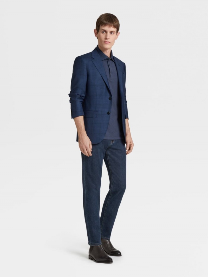 Blue Zegna Stretch Cotton 5-pocket Jeans | BYAUKXF-01