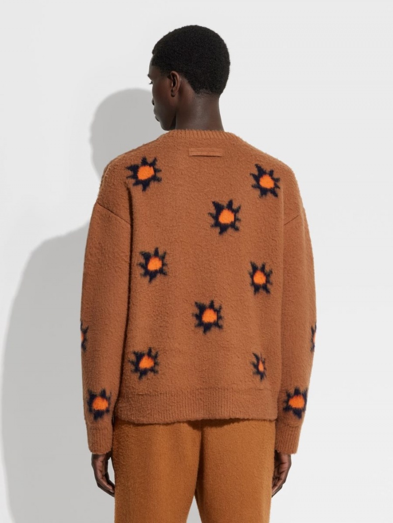 Blue / Orange Zegna The Elder Statesman Cashmere And Wool Crewneck | DRXYBFT-16