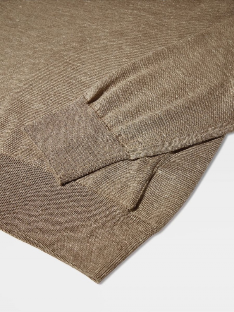 Brown Zegna Silk Cashmere And Linen Knit Crewneck | CIYLJDU-51