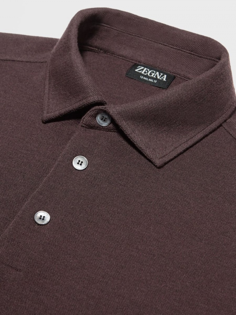 Burgundy Zegna 12milmil12 Wool Polo Shirt | VNJACZF-96