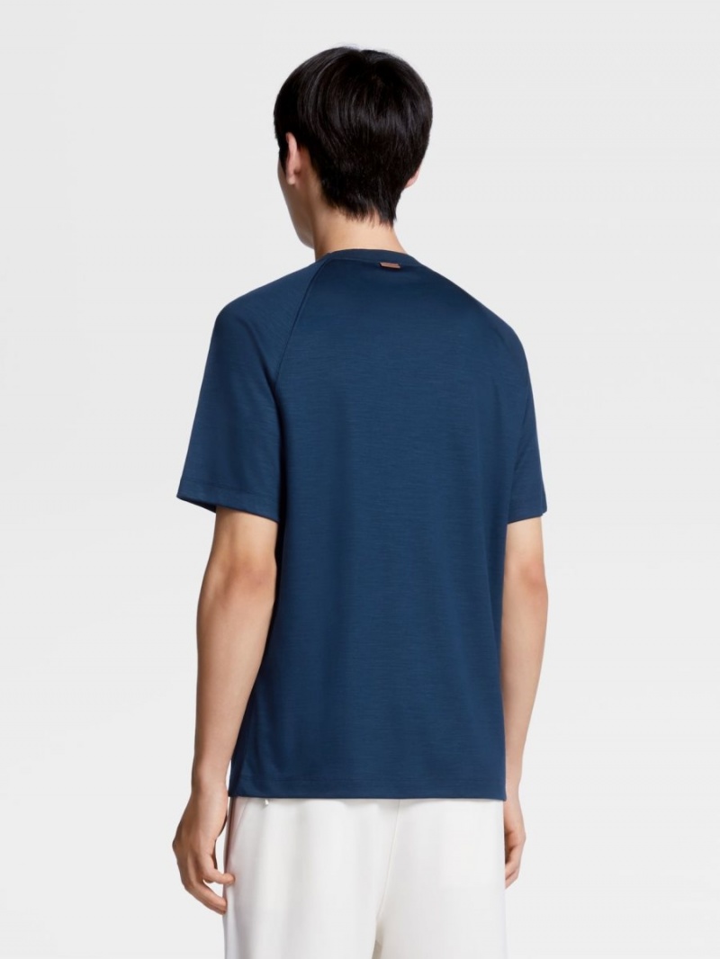 Dark Blue Zegna High Performance Wool T-shirt | VLPBWJD-70