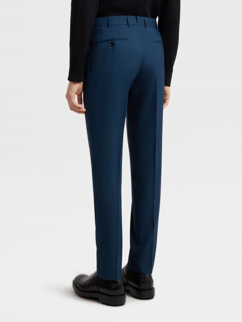 Dark Blue Zegna Pure Linen Pants | QIXSEUH-26