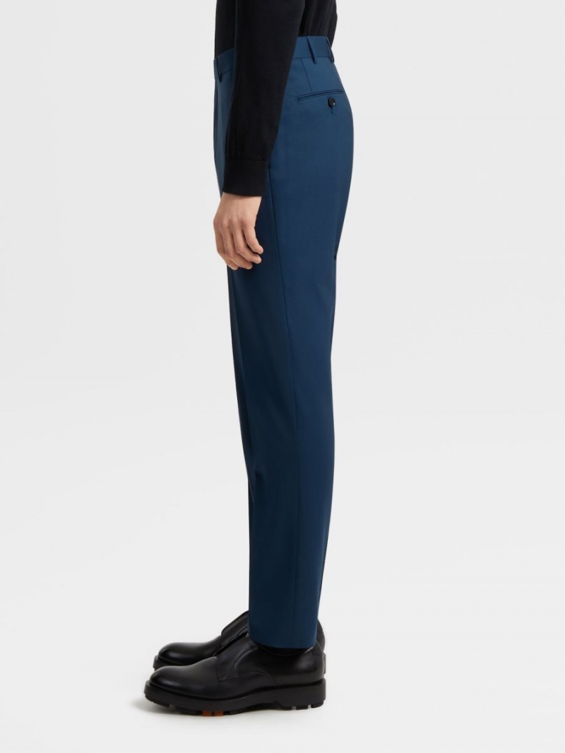 Dark Blue Zegna Pure Linen Pants | QIXSEUH-26