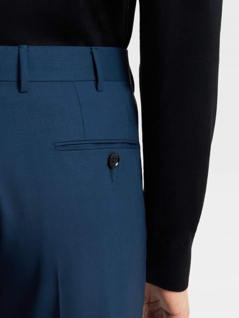 Dark Blue Zegna Pure Linen Pants | QIXSEUH-26