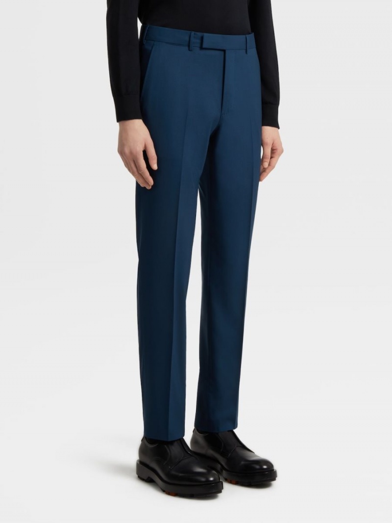 Dark Blue Zegna Pure Linen Pants | QIXSEUH-26